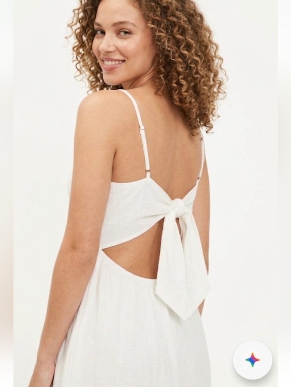 Fabrik Mini Dress White Tie-Back Spaghetti Strap Mini Dress Boho Beachy Vacation